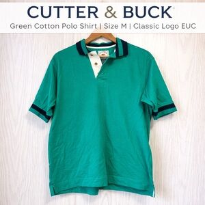 Cutter & Buck Green Cotton Polo Shirt Size M Classic Logo